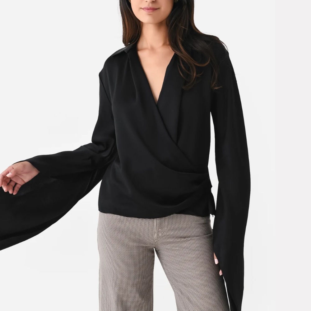 NWT SIMKHAI Paradisa Wrap Top in Black Size 4